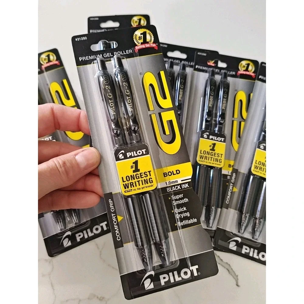 Pilot G2 Gel Pens G2 Black Bold Point 1.0mm Retractable Ink 6 Pk - 2 Ea 12 Total